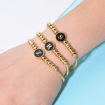 Bracelet for Women 14K Gold Plated Initial Bracelet Bead Bracelet Gift for Sisters Christmas Jewelry Friendship Bracelet