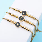 Bracelet for Women 14K Gold Plated Initial Bracelet Bead Bracelet Gift for Sisters Christmas Jewelry Friendship Bracelet