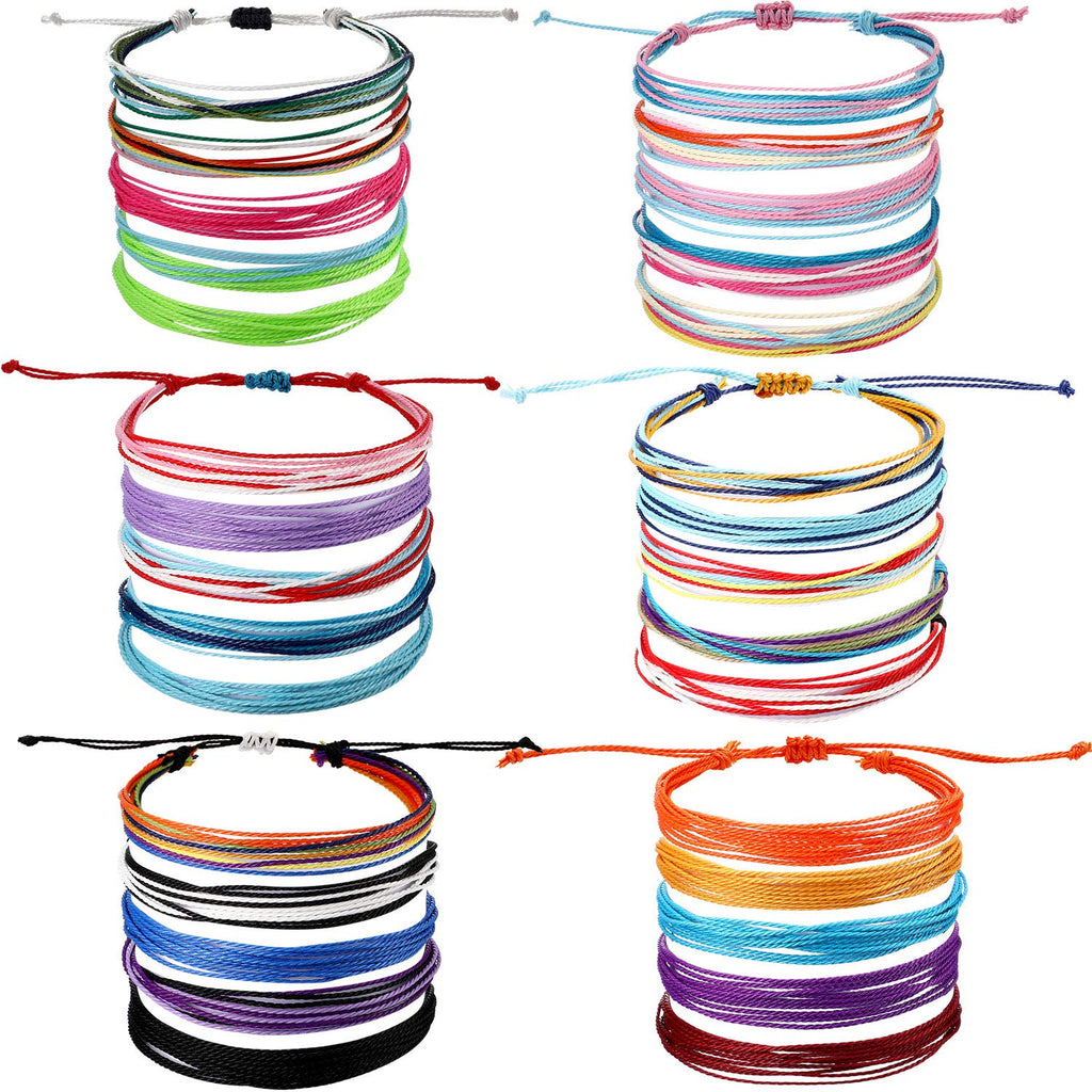30 Pieces Friendship Bracelets Wave Handmade Woven Braided Bracelet Waterproof Rope Bracelet Surfer Adjustable Bohemian Wrist Cord for Women Men Jewelry Party Accessories