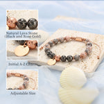 Bracelet for Women Charm Initial Bracelet Lava Bead Bracelets Chakra Beaded Bracelets Healing Christmas Birthday Mother’s Jewelry Gifts for Mom