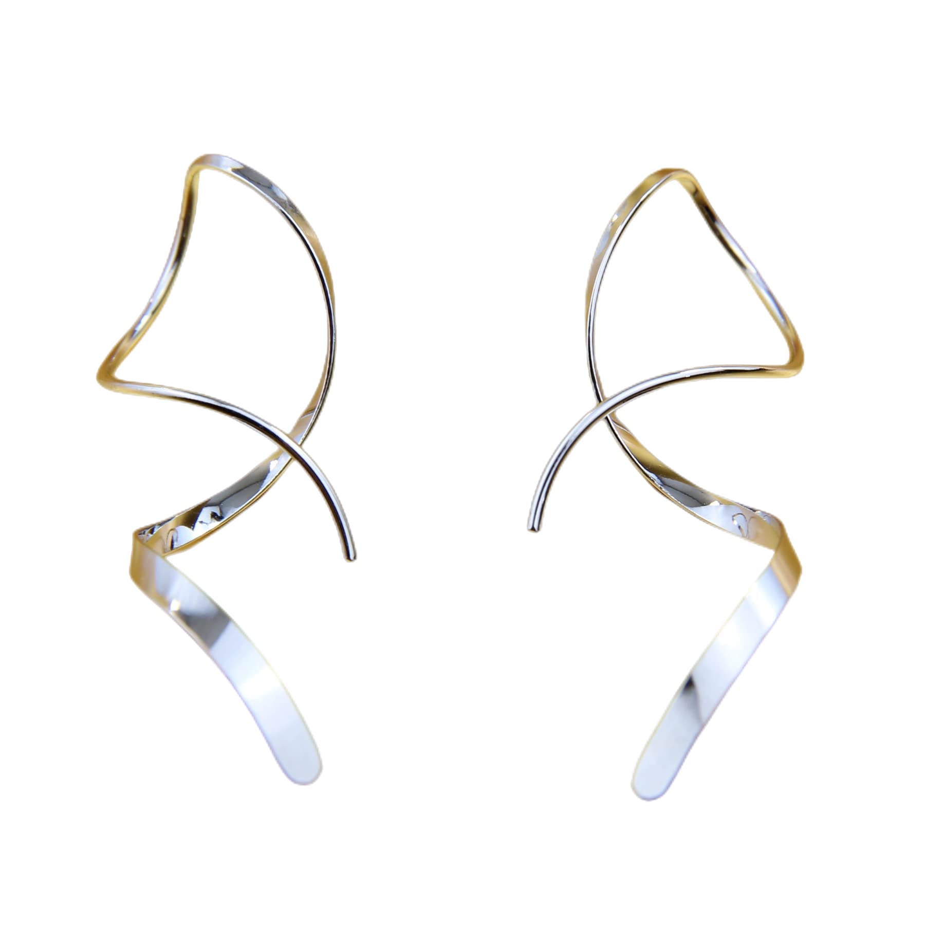 Earrings for Women Spiral threader earrings 14K gold earrings hand bent dangle earrings for women
