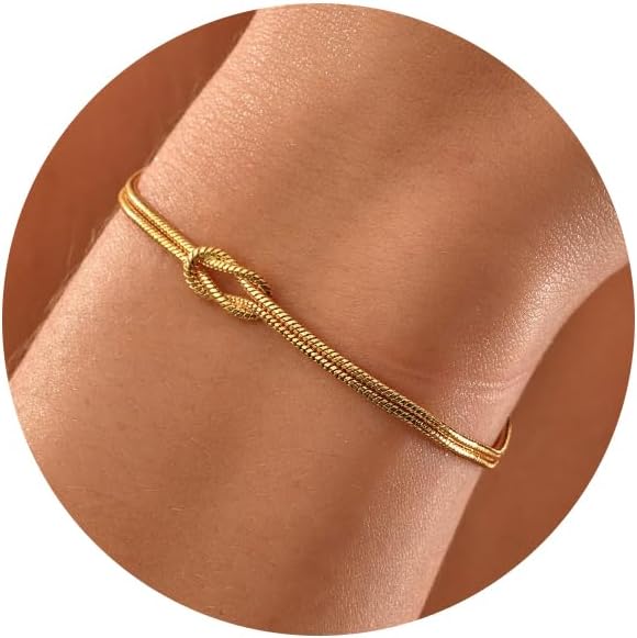 Gold Bracelets for Women Teen Girl Gifts Gold Plated Infinity Knot Bracelet Gifts for Daughter Granddaughter Wife Birthday Gift Ideas Anniversary Thanksgiving Christmas Jewelry for Sister Mom