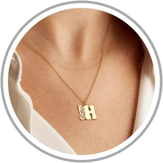 Btysun Initial Necklaces for Women Teen Girl Gifts Trendy Stuff Butterfly Gifts Adjustable Letter A-Z Butterfly Necklace 14K Gold Plated Christmas Anniversary Jewelry Stocking Stuffers for Teens