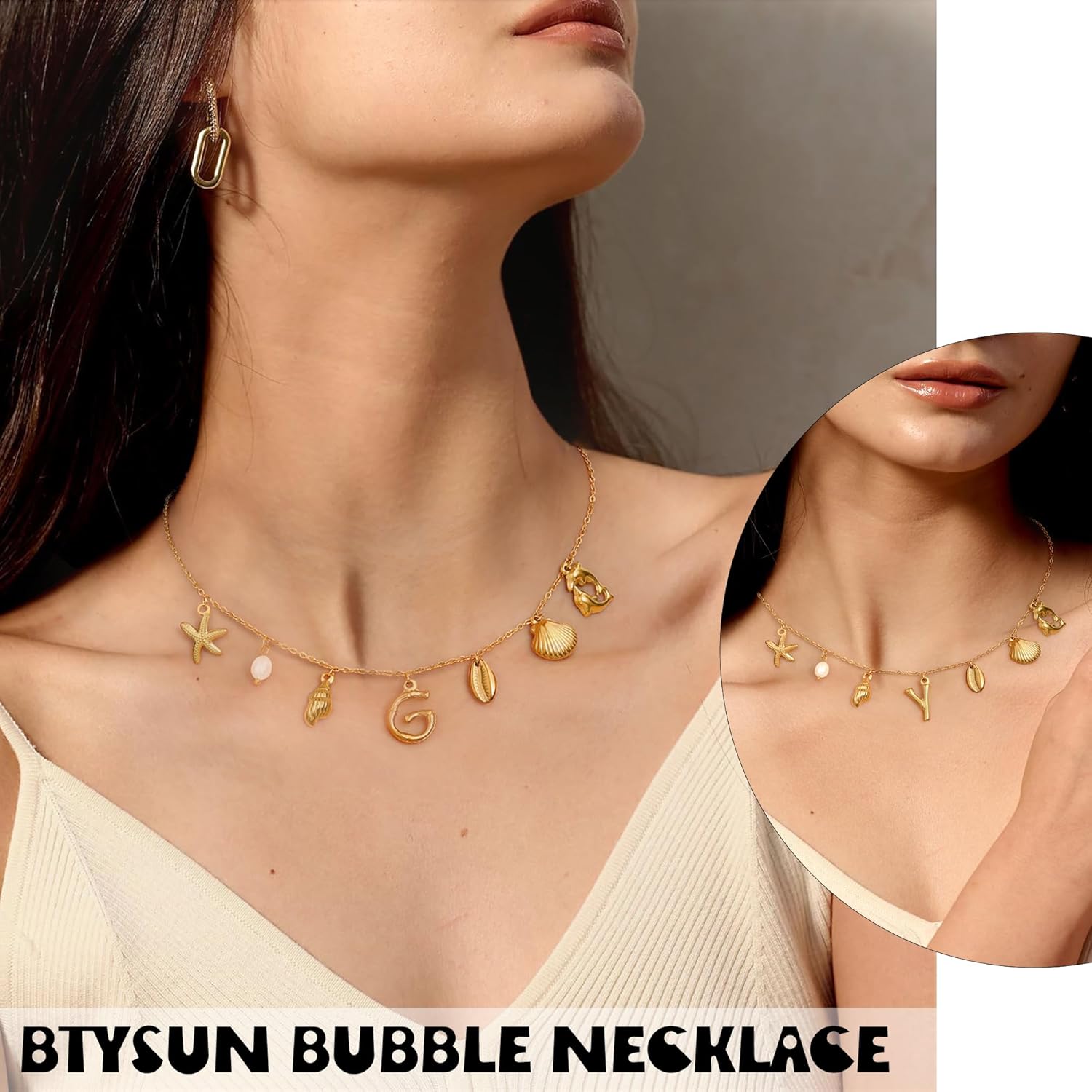 Btysun Bubble Letter Necklace Gold, Initial Necklace for Women Teen Girls Gifts Trendy Stuff 14k Gold Balloon Bubble Necklace Letter A-Z Birthday Christmas Jewelry for Mom Girlfriend Sister Daughter