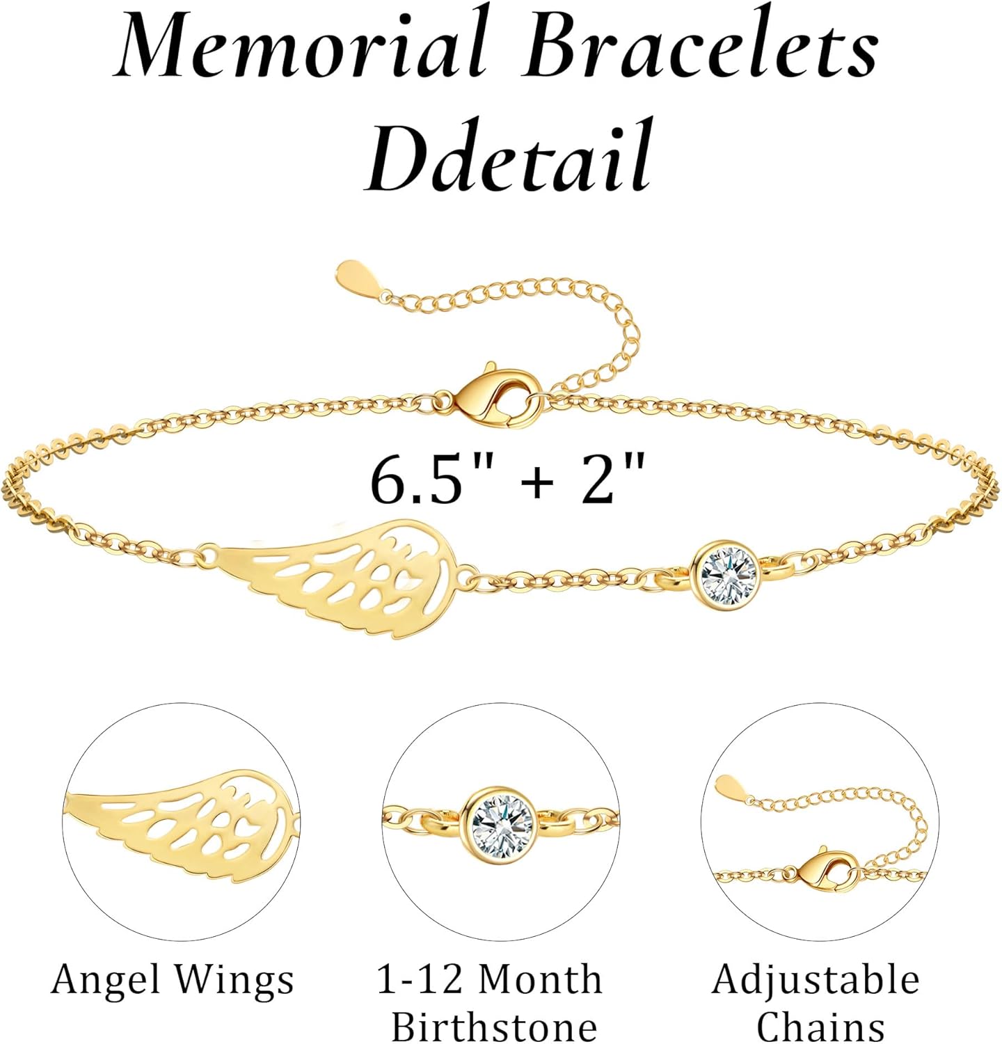 Sympathy Gifts for Loss of Loved One Memorial Bracelets for Women Gold Angel Wing Memory Bracelet Sorry for Your Loss Gifts Remembrance Bereavement Retro Grief Condolences Birthday Jewelry