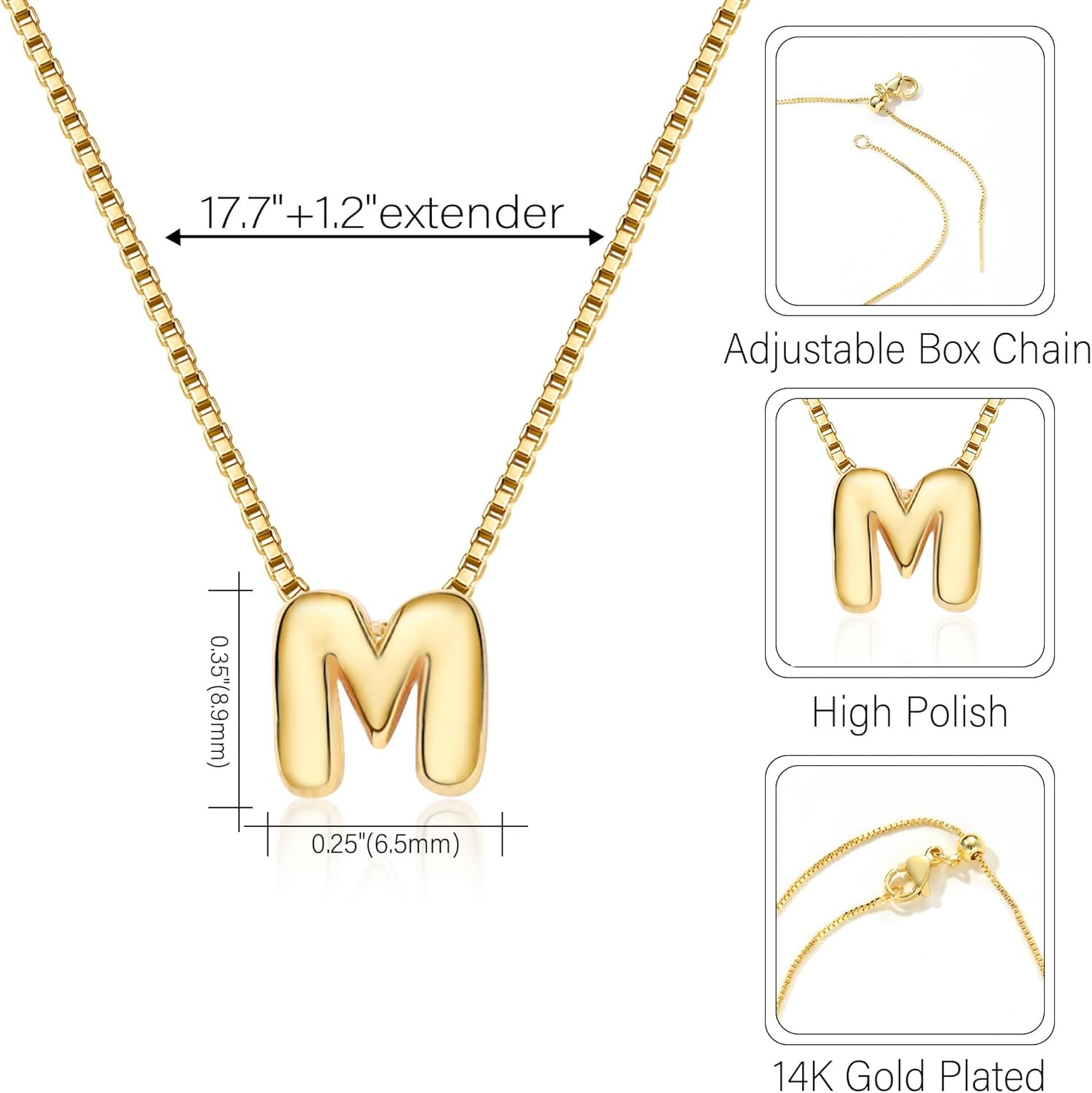 Gold Necklace for Women Gifts for Teen Girls 14K Gold Plated Adjustable Initial A-Z Charm Necklace Mothers Day Gifts for Mom Birthday Gifts for Her Daughter Girlfriend Jewelry