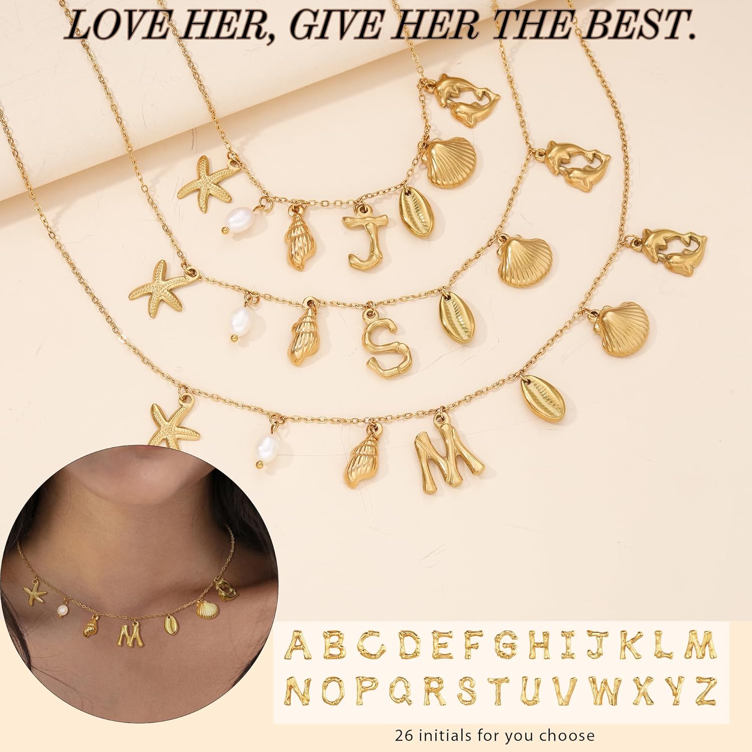 Btysun Initial Necklace For Women - 14K Gold Plated Heart Letter Pendant, Adjustable Choker, Gift For Her
