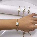 18K Gold Plated Bracelet for Women Initial Bracelet for Girl Adjustable Tennis Bracelet Gifts for Friendship