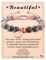 Bracelet for Women Charm Initial Bracelet Lava Bead Bracelets Chakra Beaded Bracelets Healing Christmas Birthday Mother’s Jewelry Gifts for Mom