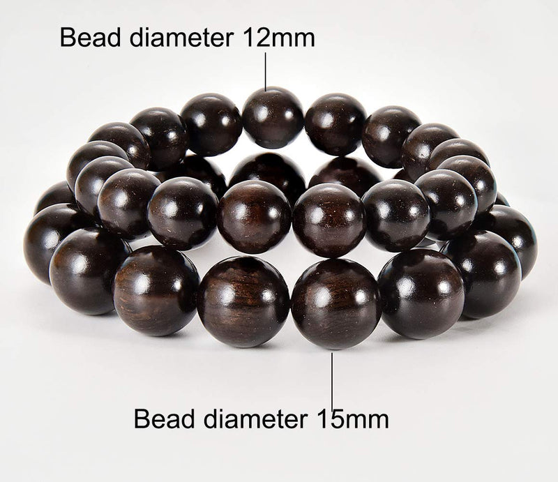 15mm 15 beads ebony