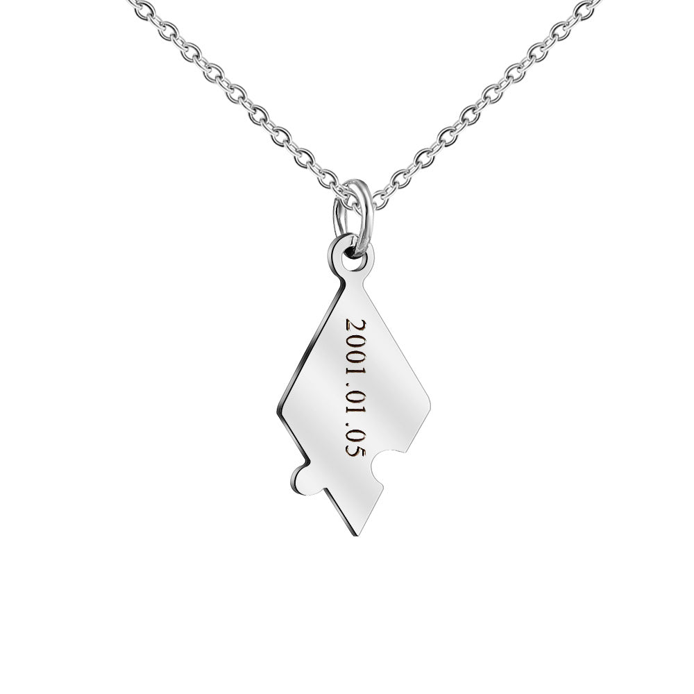 BFF Puzzle Stitching Necklace 6 Pcs Stainless Steel Personalized Name Family Love Jewelry Free Engrave Friendship Forever Necklaces Set