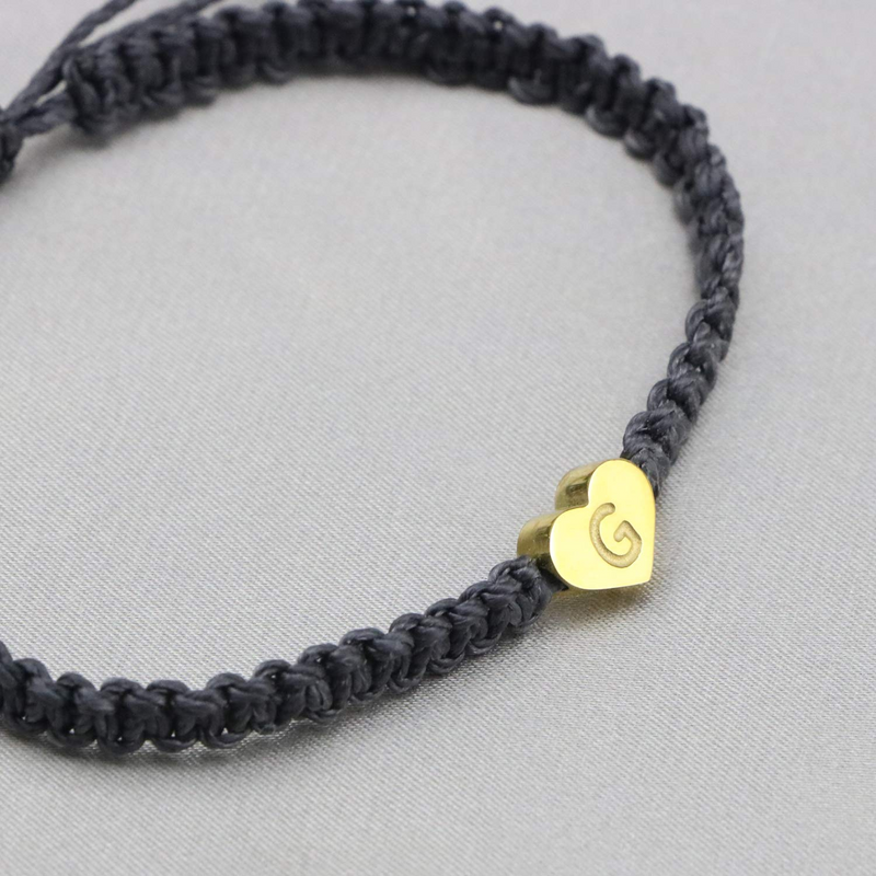 Initial A Letter Heart Charm Bracelets for Women Teen Girls Handmade Rope Braided Adjustable Jewelry Personalized Birthday Gifts for Women