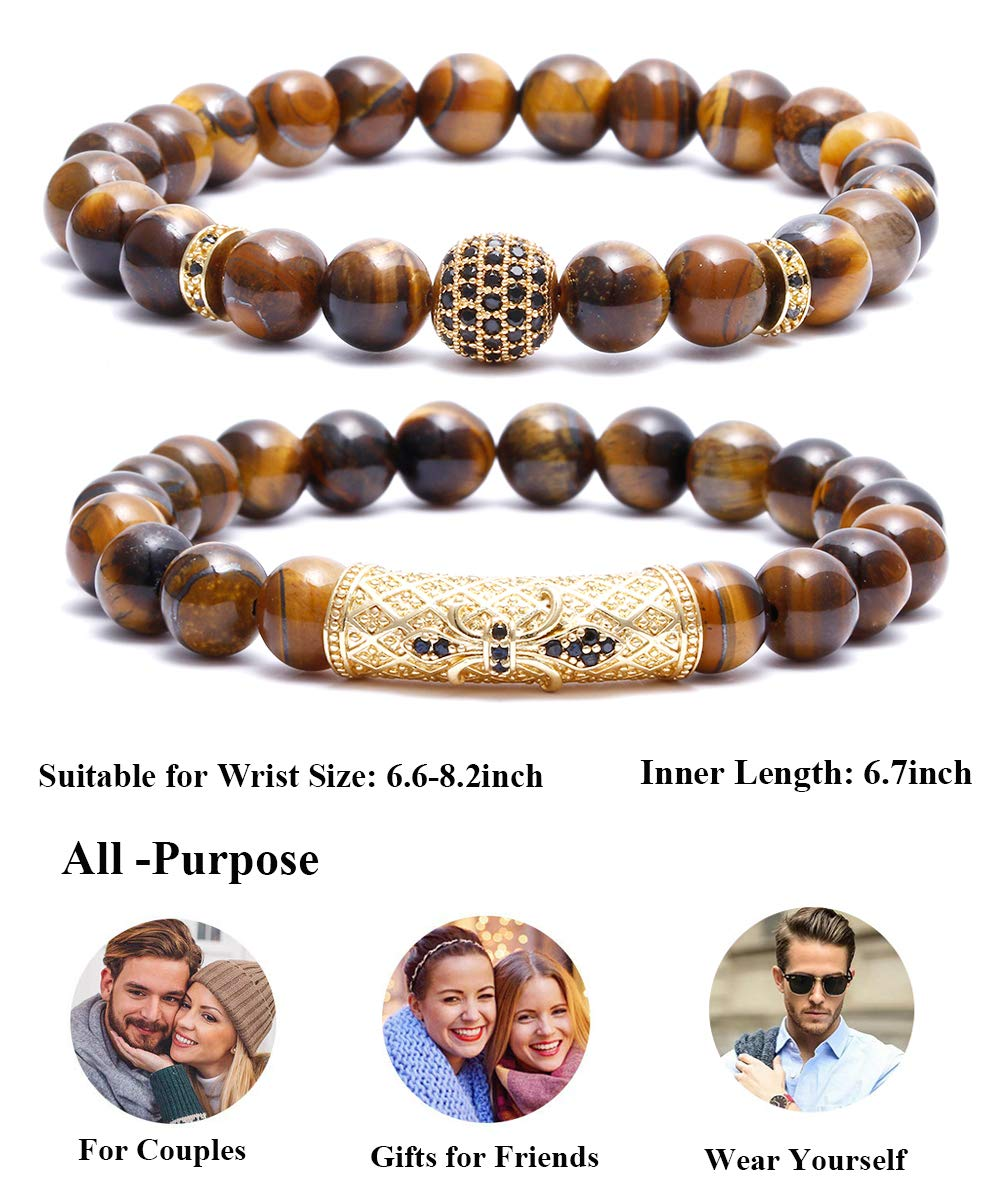 8mm Tiger Eye Stone Beads Bracelet Elastic Natural Stone Yoga Bracelet for Women Men