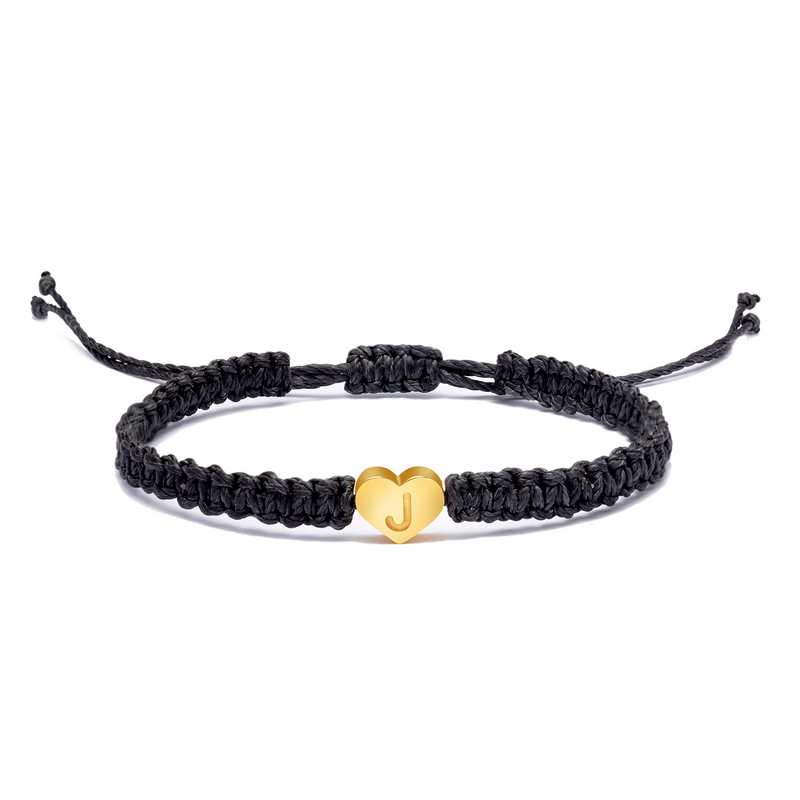 Initial A Letter Heart Charm Bracelets for Women Teen Girls Handmade Rope Braided Adjustable Jewelry Personalized Birthday Gifts for Women