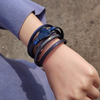 Leather Wrap Bracelet for Women - Handmade Clasp Bangle Bracelet with Pearl Beads Crystal Wristbands Jewelry Gift for Sisters, Teen Girls and Mother