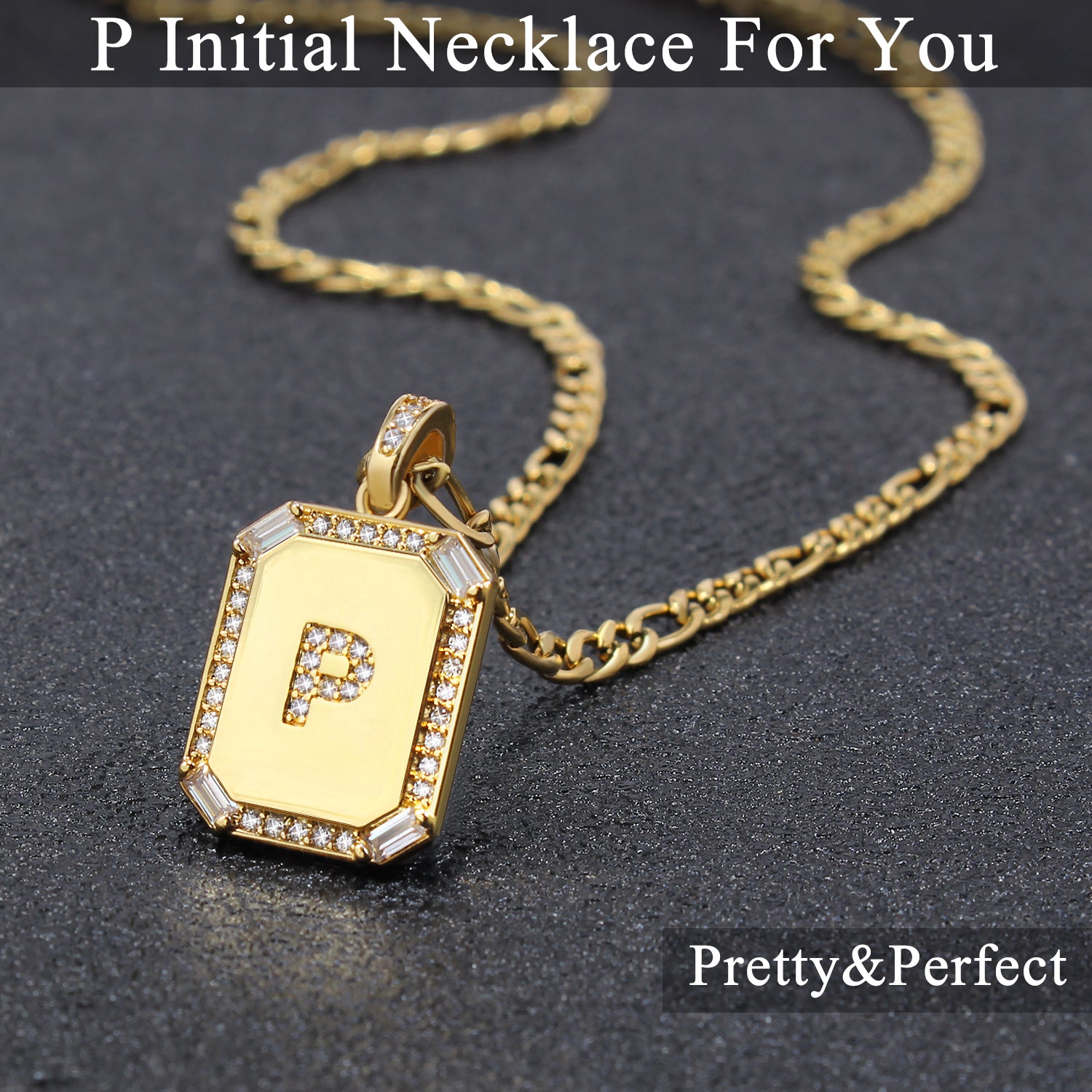 Initial Necklace for Women 18K Gold Plated Letter Necklace CZ Pendant Jewelry Gifts for Her Sister Daughter Birthday Mother's Day Jewelry