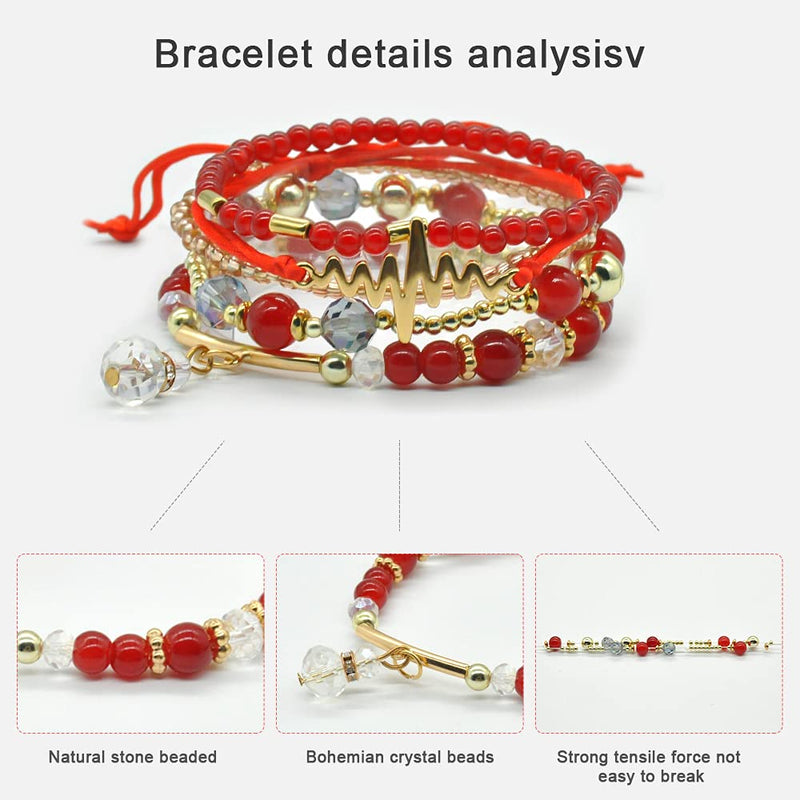 Rainbow beaded stackable bracelets