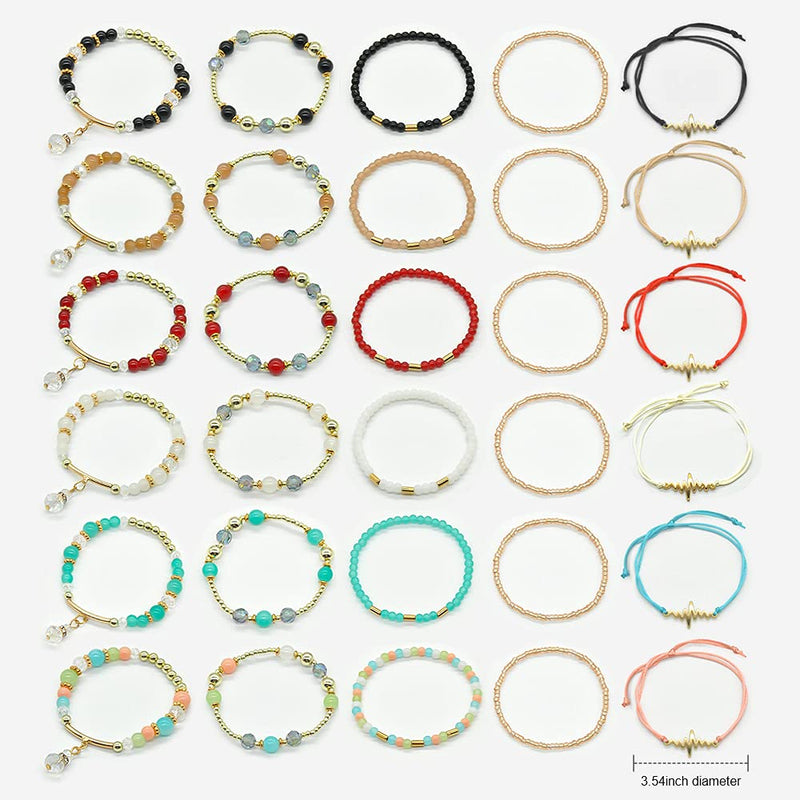 Rainbow beaded stackable bracelets