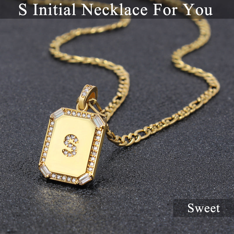Initial Necklace for Women 18K Gold Plated Letter Necklace CZ Pendant Jewelry Gifts for Her Sister Daughter Birthday Mother's Day Jewelry