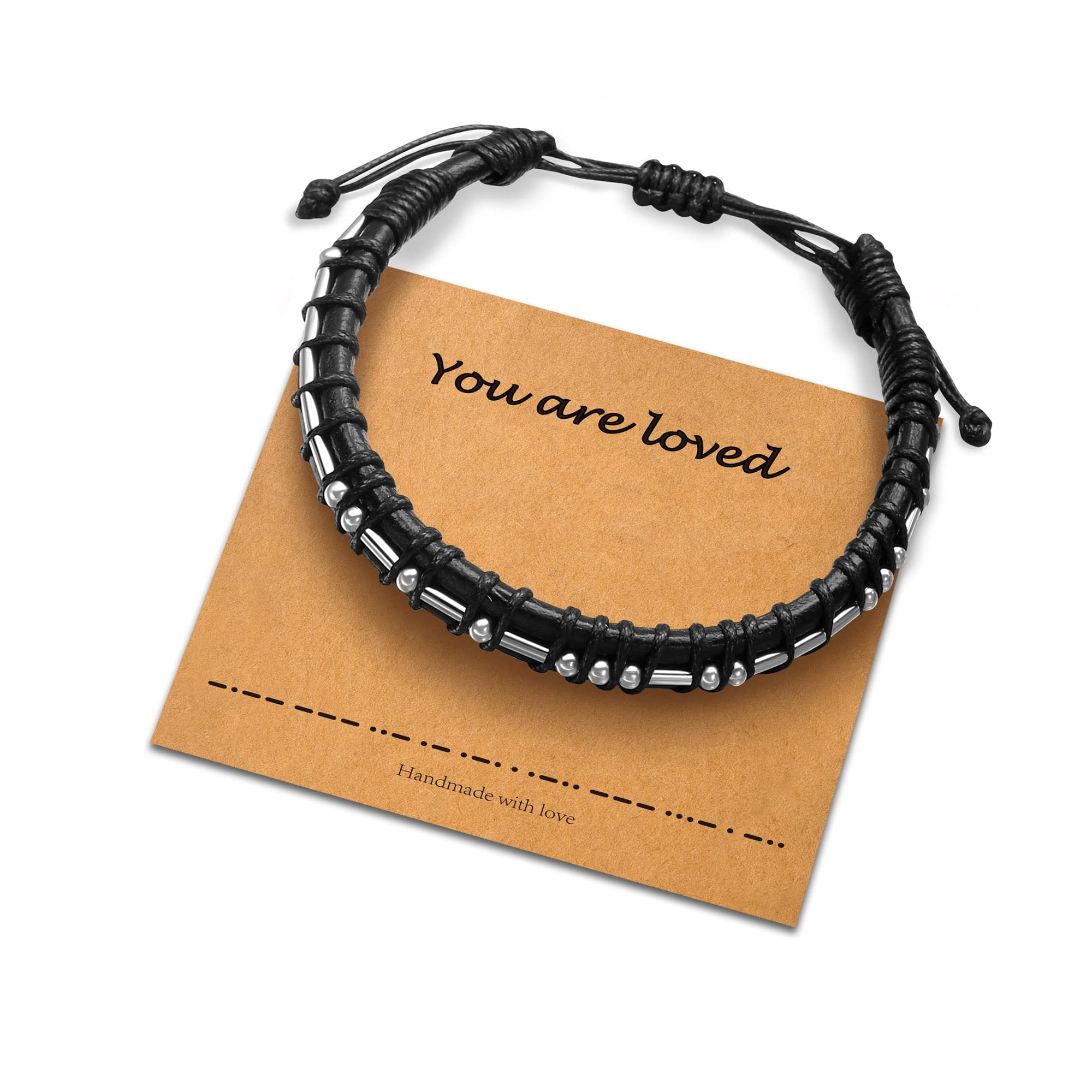 Amazon.com: To My Son Bracelet from Mom, Leather Bracelet for Men Handmade  Braided, 