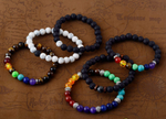 Black Lava Stone 7 Chakra Bracelets 6pcs mix 8mm Yinyang Rock Bead Elastic Natural Stones Gemstones Oil Diffuser Yoga Menditation Beads Bracelets for Men Women Girls Jewelry (6pcs Lava Stone Bracelet)