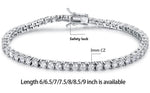 18K White Gold Plated 3.0mm Cubic Zirconia Classic Tennis Bracelet 6/6.5/7/7.5/8/8.5/9 Inch