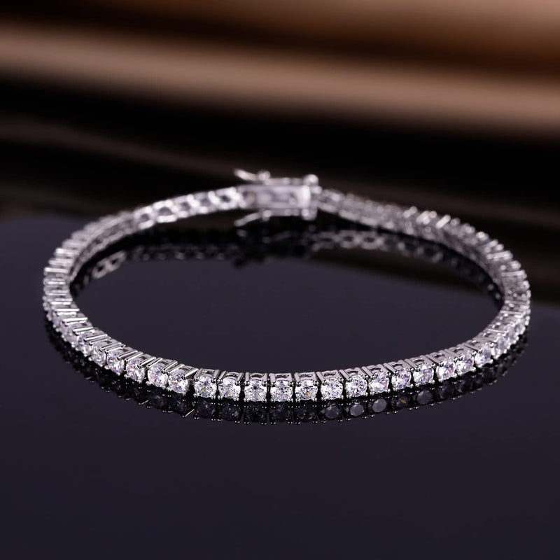 18K White Gold Plated 3.0mm Cubic Zirconia Classic Tennis Bracelet 6/6.5/7/7.5/8/8.5/9 Inch