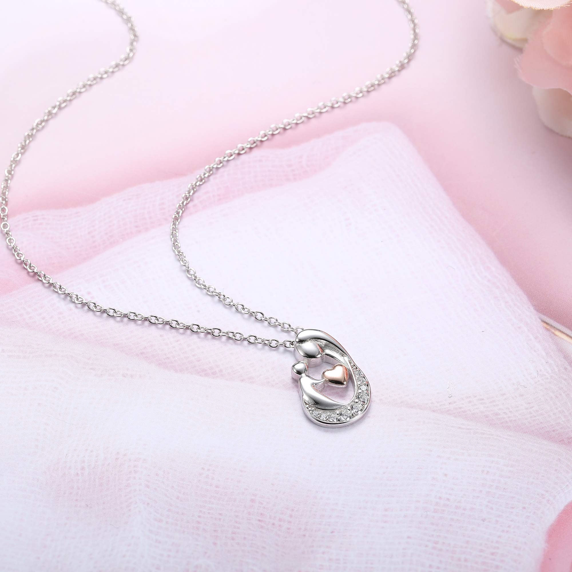 Mother Pendant Necklaces 925 Sterling Silver Necklaces 18K Gold Plated Mom Pendant Necklaces for Mother's Day Women Jewelry Gift