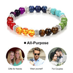 Black Lava Stone 7 Chakra Bracelets 6pcs mix 8mm Yinyang Rock Bead Elastic Natural Stones Gemstones Oil Diffuser Yoga Menditation Beads Bracelets for Men Women Girls Jewelry (6pcs Lava Stone Bracelet)