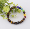 Black Lava Stone 7 Chakra Bracelets 6pcs mix 8mm Yinyang Rock Bead Elastic Natural Stones Gemstones Oil Diffuser Yoga Menditation Beads Bracelets for Men Women Girls Jewelry (6pcs Lava Stone Bracelet)